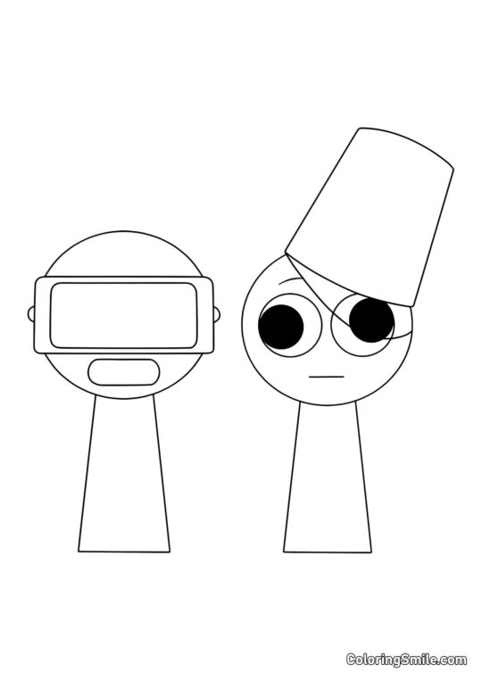 Sprunki Garnold y Brud - Página para Colorear