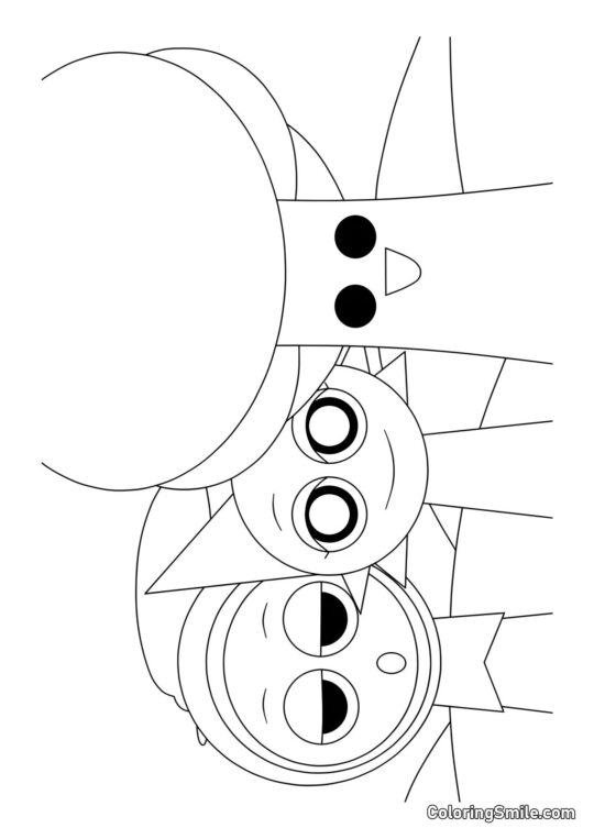 Sprunki Jevin, Venda, y Señor Árbol - Página para Colorear