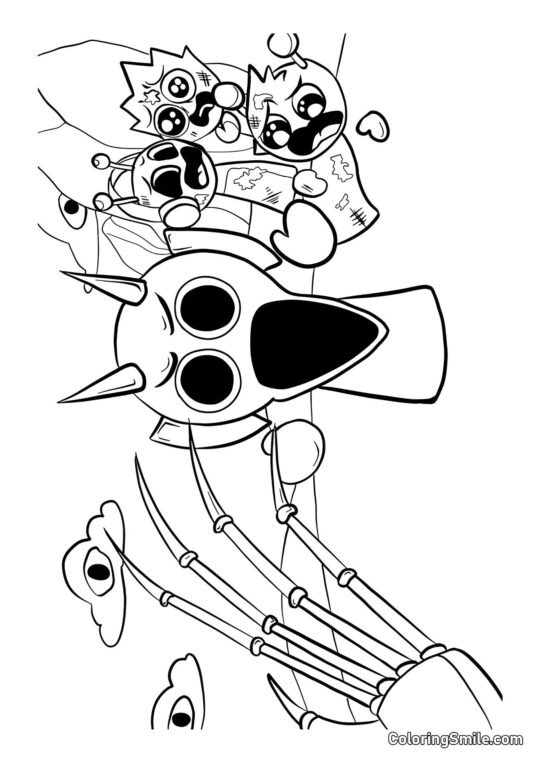 Horror Sprunki Derpl con Amigos - Página para Colorear