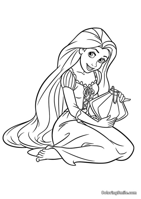Rapunzel con Linterna Rapunzel con Linterna - Página para Colorear
