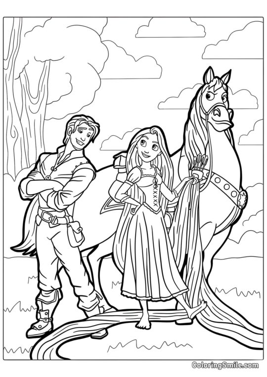 Personajes de la Película Rapunzel Personajes de la Película Rapunzel - Página para Colorear