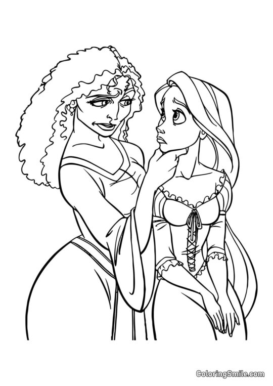 Rapunzel y Madre Gothel Rapunzel y Madre Gothel - Página para Colorear
