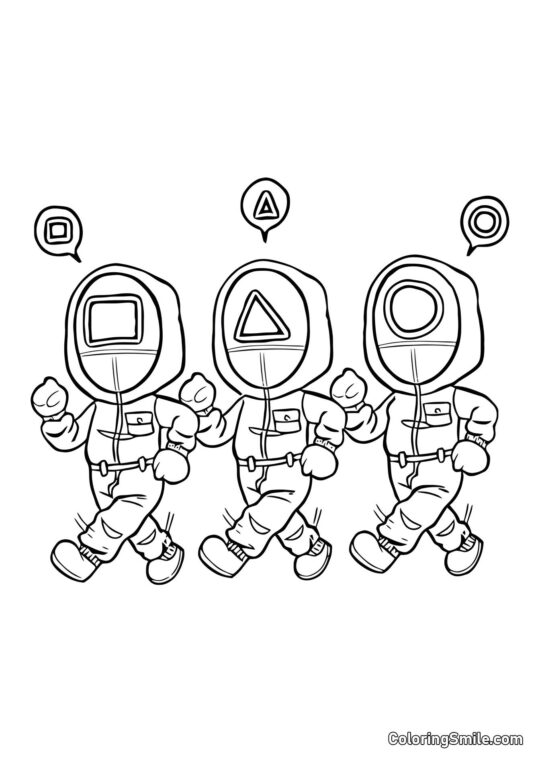 Trabajadores Alegres de Squid Game - Página para Colorear