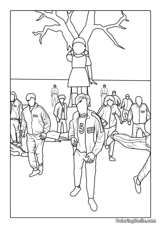 Luz Roja Luz Verde (Primer Squid Game) - Página para Colorear