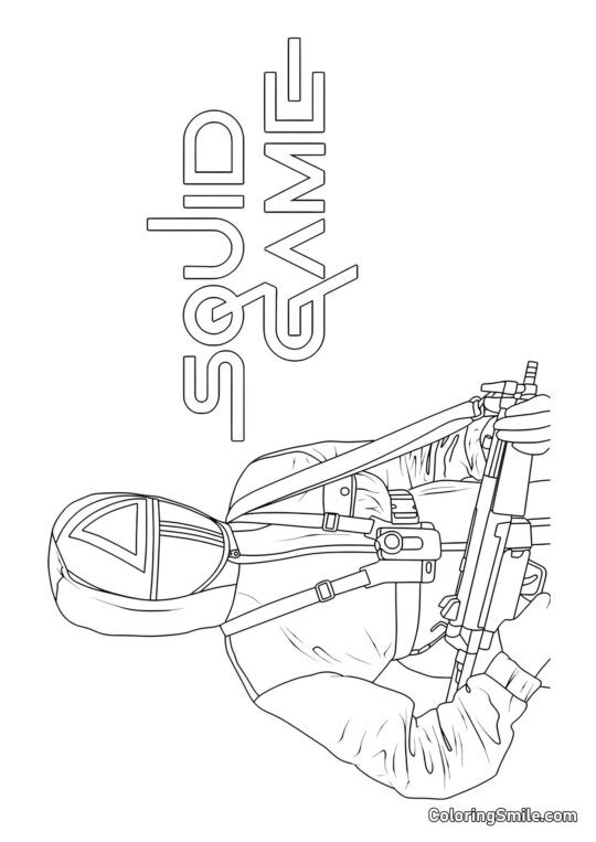 Soldado con Arma de Squid Game - Página para Colorear