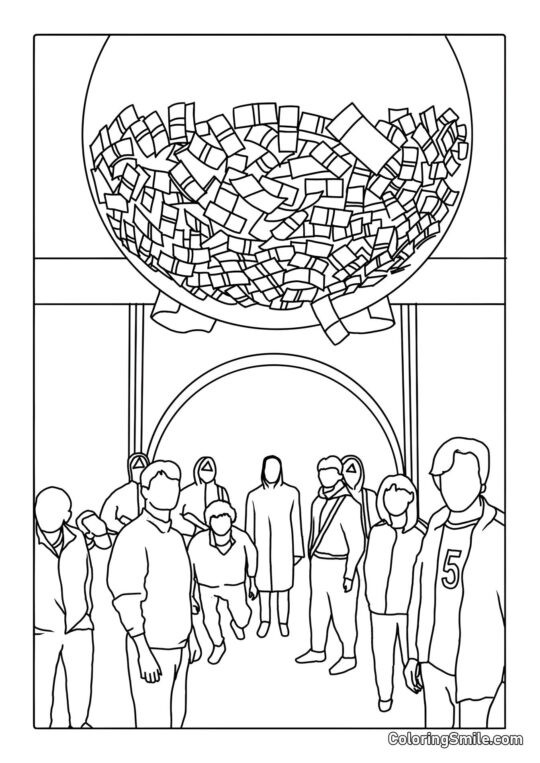 Bola de Dinero de Squid Game - Página para Colorear