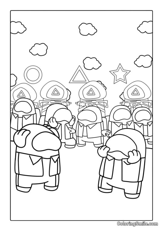 Among Us en Squid Game - Página para Colorear