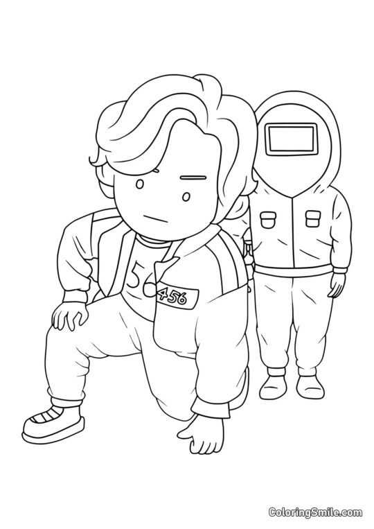 Jugador 456 de Squid Game - Página para Colorear