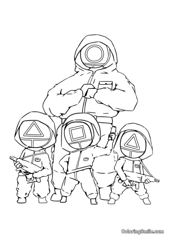 Trabajadores de Squid Game - Página para Colorear