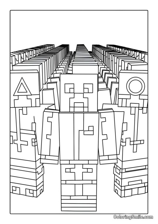 Minecraft en Squid Game - Página para Colorear