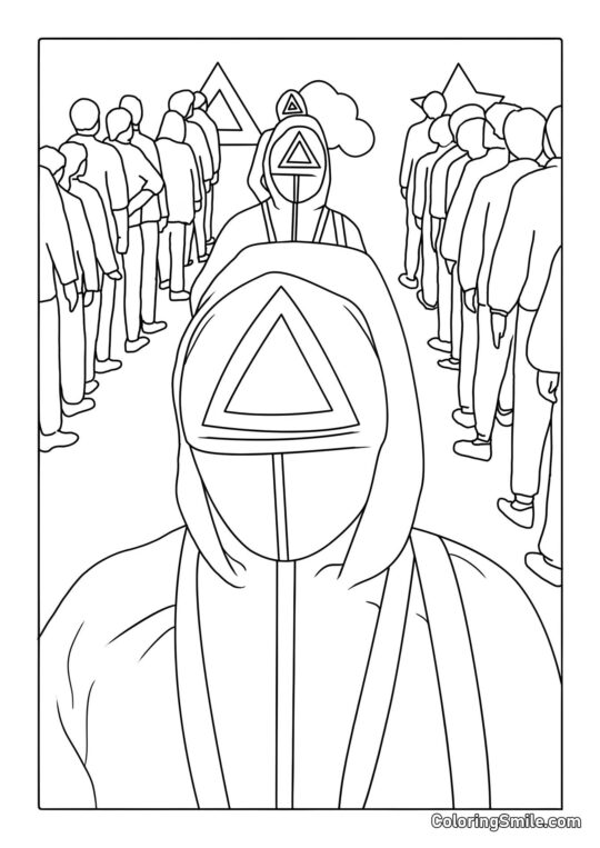 Jugadores y Guardianes de Squid Game - Página para Colorear
