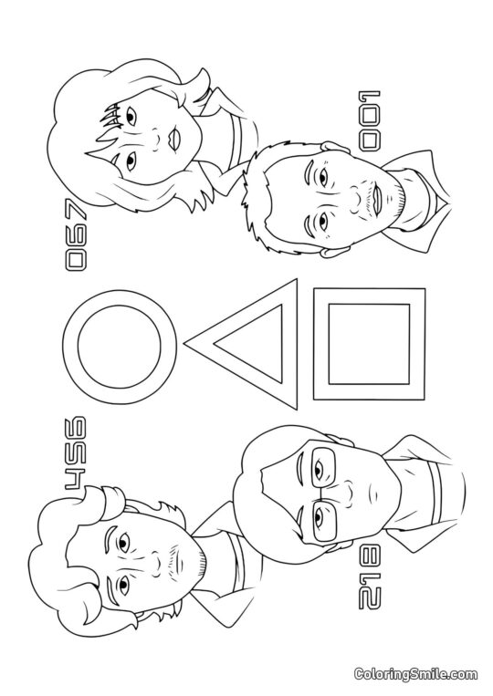 Avatares de Jugadores de Squid Game - Página para Colorear