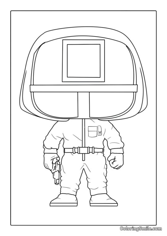 Guardia Chibi de Squid Game - Página para Colorear