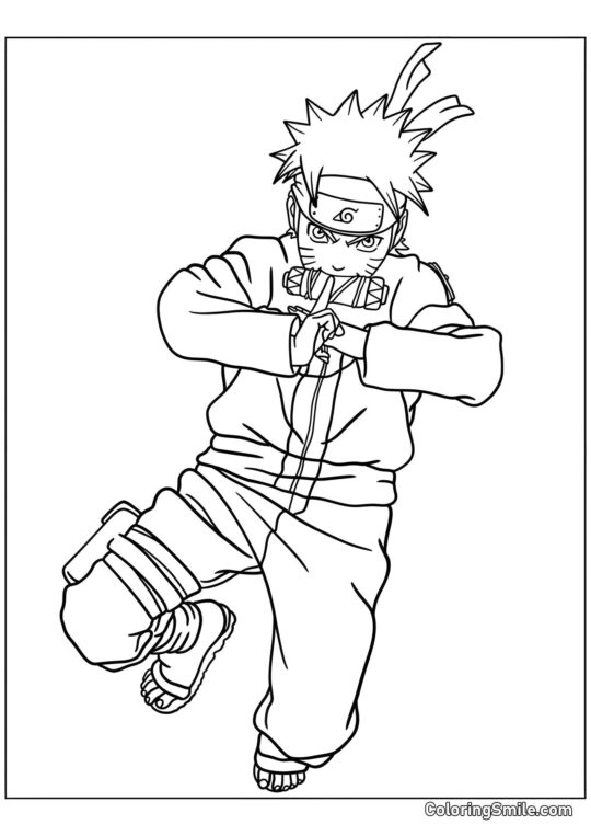 Naruto Usando Técnica de Clon Sombra - Página para Colorear