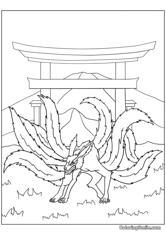 Kurama con Nueve Colas - Página para Colorear