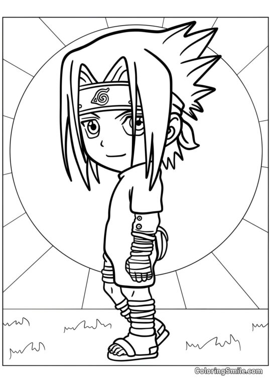 Chibi Sasuke - Página para Colorear