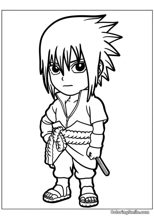 Kawaii Uchiha Sasuke - Página para Colorear