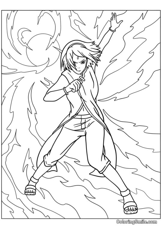 Sakura Haruno Usando Poder - Página para Colorear