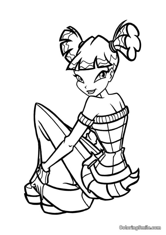 Winx Musa Sentada en el Suelo Winx Musa Sentada en el Suelo - Página para Colorear