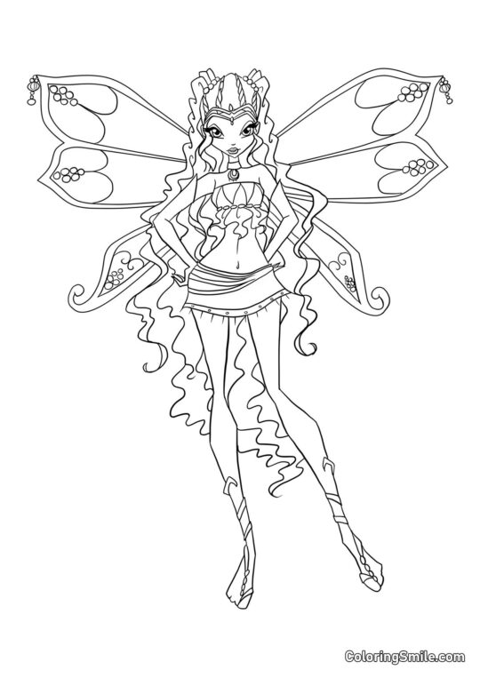 Winx Layla Enchantix de Largo Completo Winx Layla Enchantix de Largo Completo - Página para Colorear