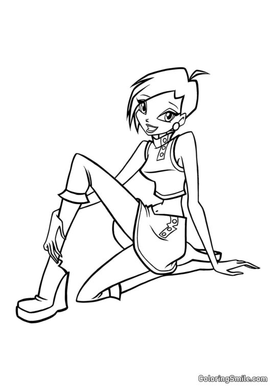 Tecna Sentada en el Suelo Tecna Sentada en el Suelo - Página para Colorear