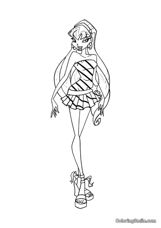 Stella en un Vestido Corto Stella en un Vestido Corto - Página para Colorear