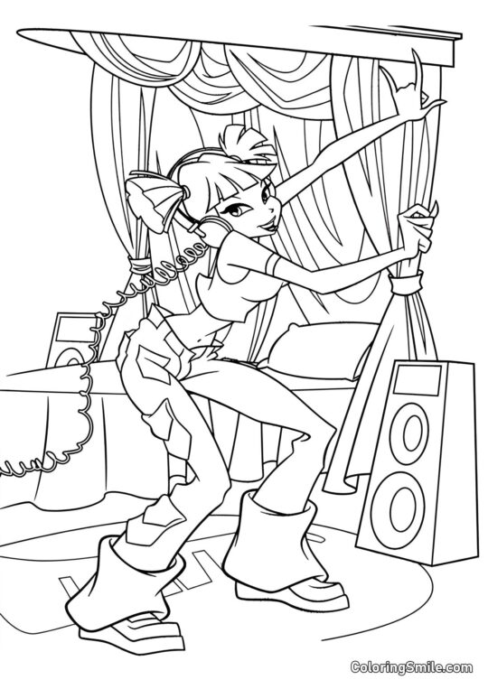 Musa Hablando por Teléfono Musa Hablando por Teléfono - Página para Colorear