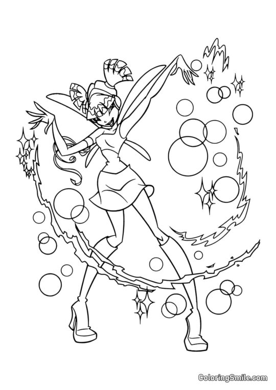 Winx Musa Lanzando Hechizos Winx Musa Lanzando Hechizos - Página para Colorear