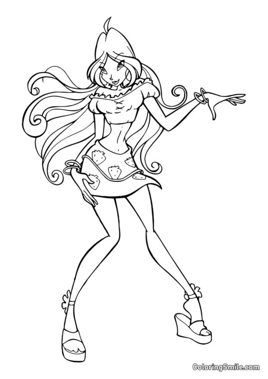 Flora y Fresas Flora y Fresas - Página para Colorear