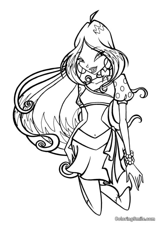Winx Flora Arrodillada Winx Flora Arrodillada - Página para Colorear