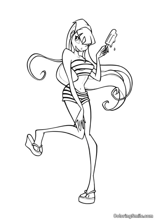 Stella con Helado Stella con Helado - Página para Colorear