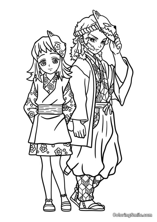 Makomo y Sabito - Página para Colorear