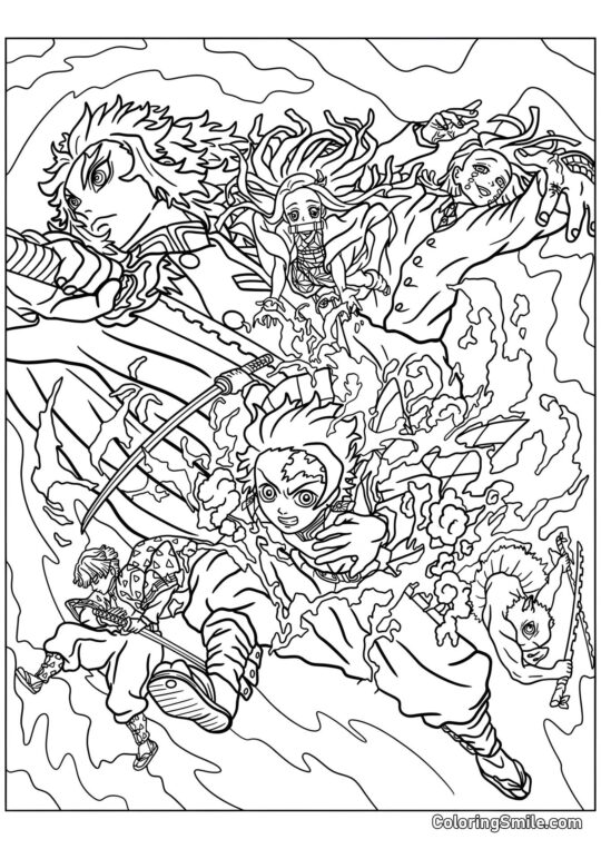 Demon Slayer Kimetsu no Yaiba - Página para Colorear