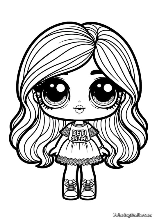 Muñeca en Estilo LOL OMG - Página para Colorear