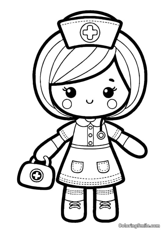 Muñeca Enfermera - Página para Colorear