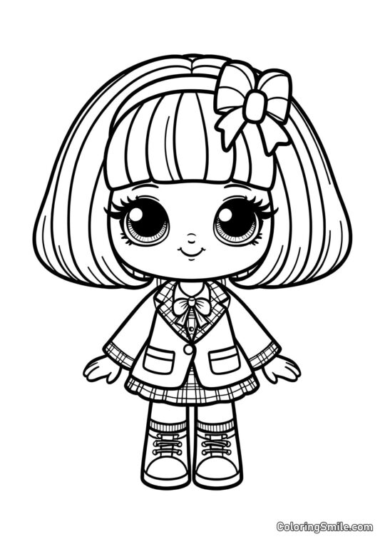 Muñeca Escolar - Página para Colorear