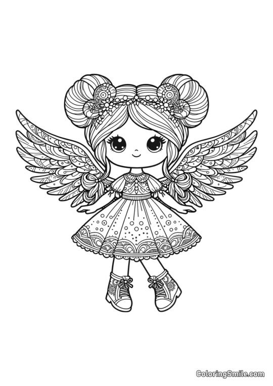 Muñeca con Alas - Página para Colorear