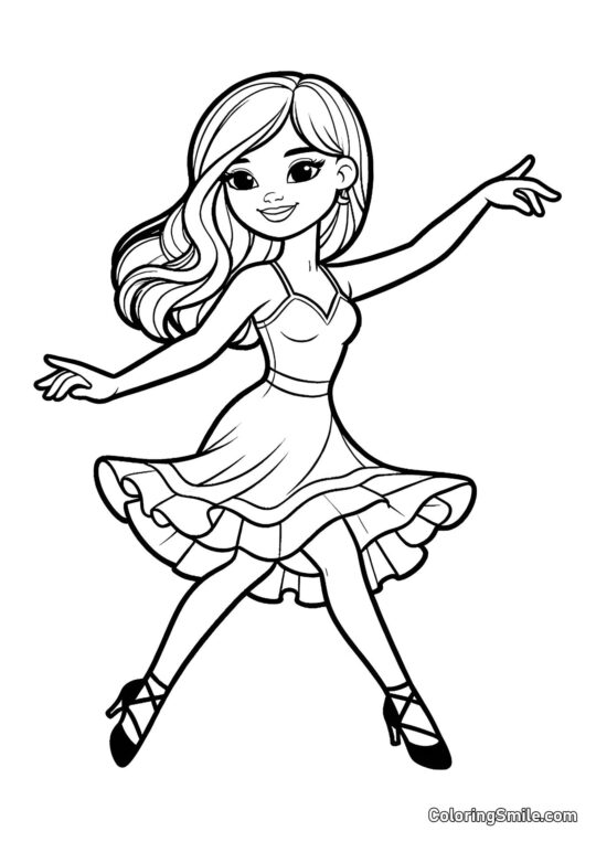 Muñeca Bailando Tango - Página para Colorear