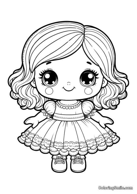 Linda Muñeca Pequeña para Bebés - Página para Colorear