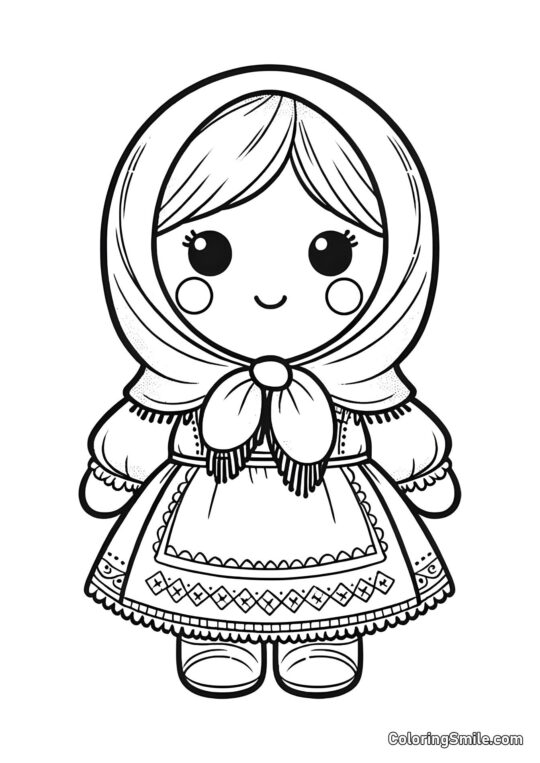 Muñeca con Bufanda - Página para Colorear