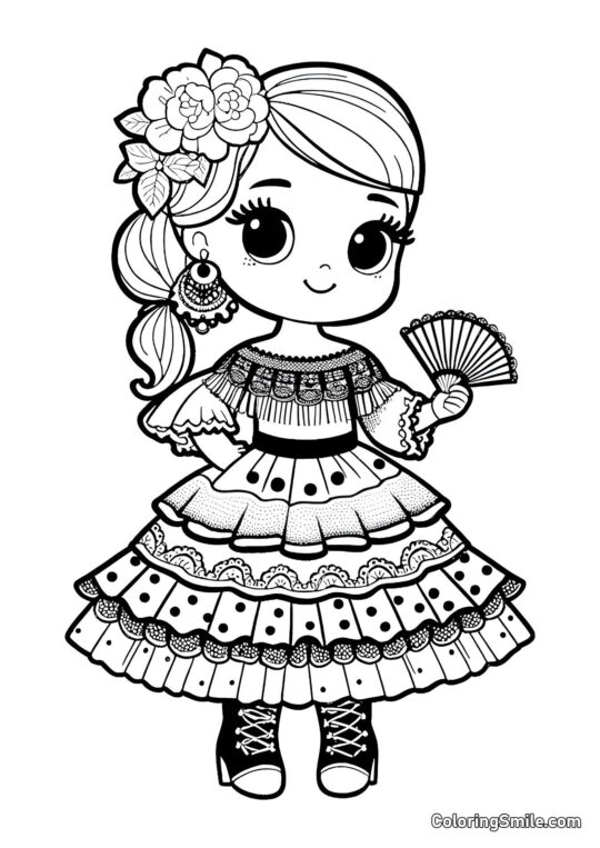 Muñeca Española - Página para Colorear