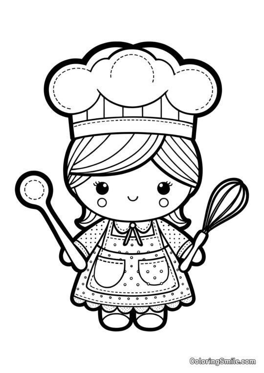 Muñeca Chef - Página para Colorear