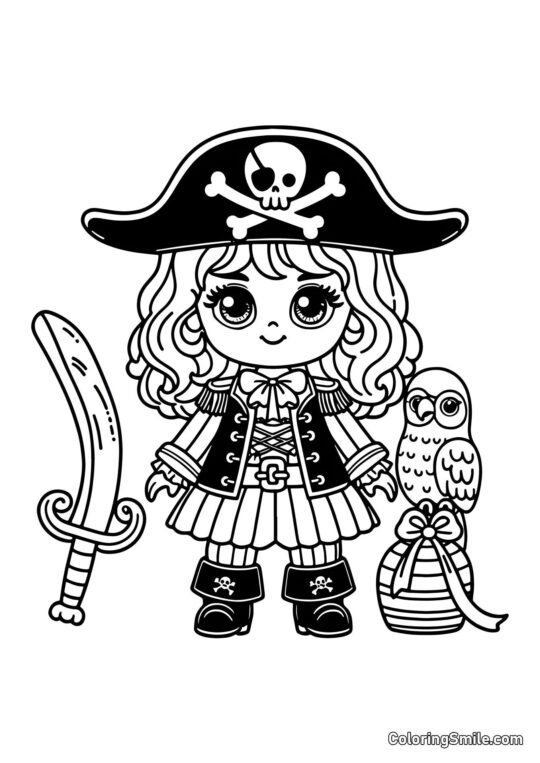 Muñeca Pirata - Página para Colorear