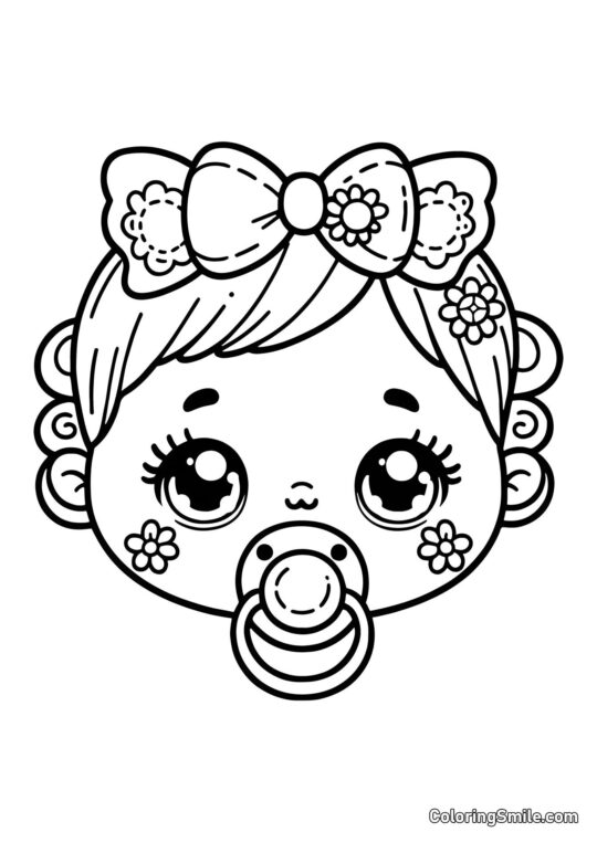 Muñeca Perritos con Chupete - Página para Colorear