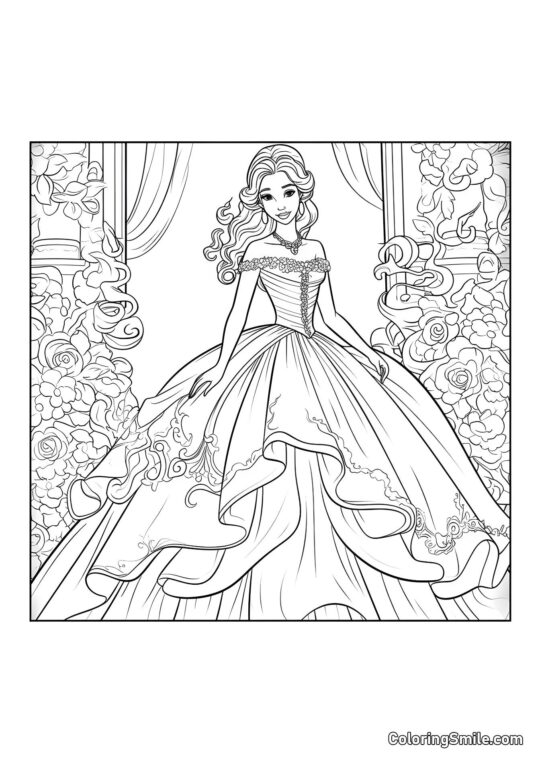 Muñeca en el Baile - Página para Colorear