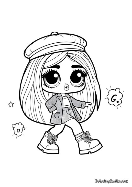 Muñeca Escolar LOL - Página para Colorear