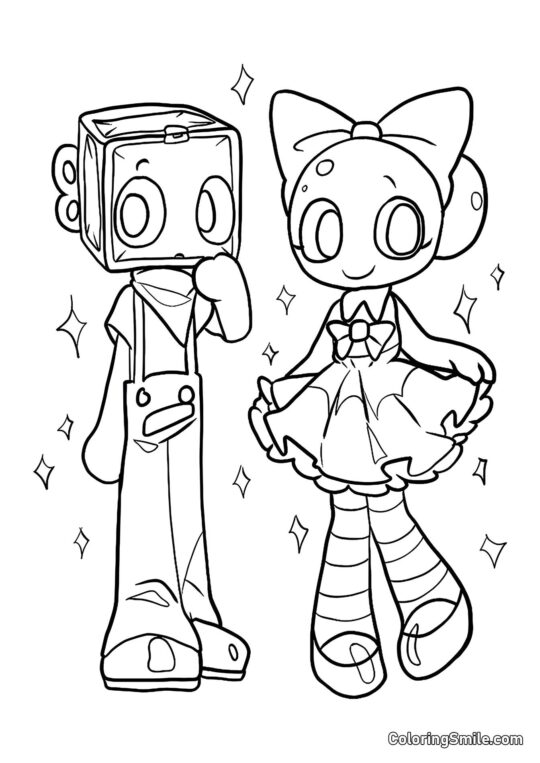 Boxsten y Poppy del Mundo de Dendy - Página para Colorear