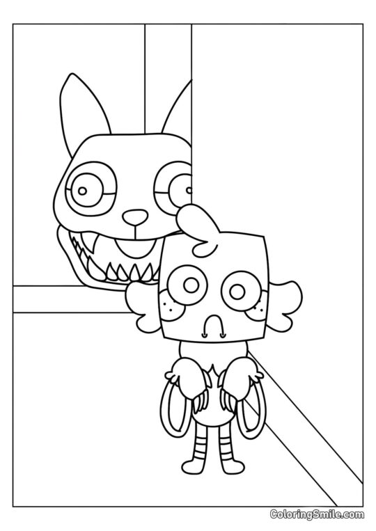 Gub y Perro Malvado - Página para Colorear