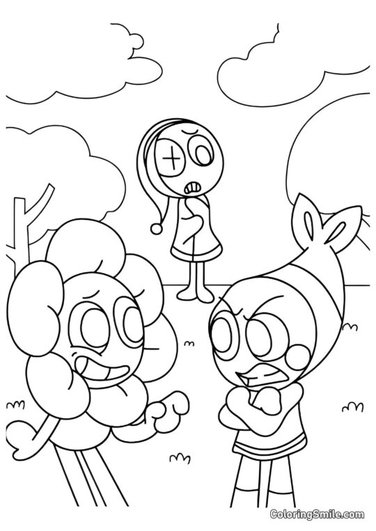 Dendy, Shrimpo y Astro - Página para Colorear