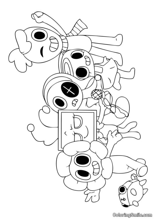 Personajes del Mundo de Dendy - Página para Colorear